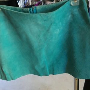 Teal suede mini skirt